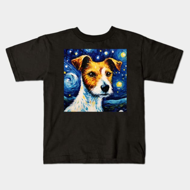 Jack Russell terrier Night Kids T-Shirt by NatashaCuteShop